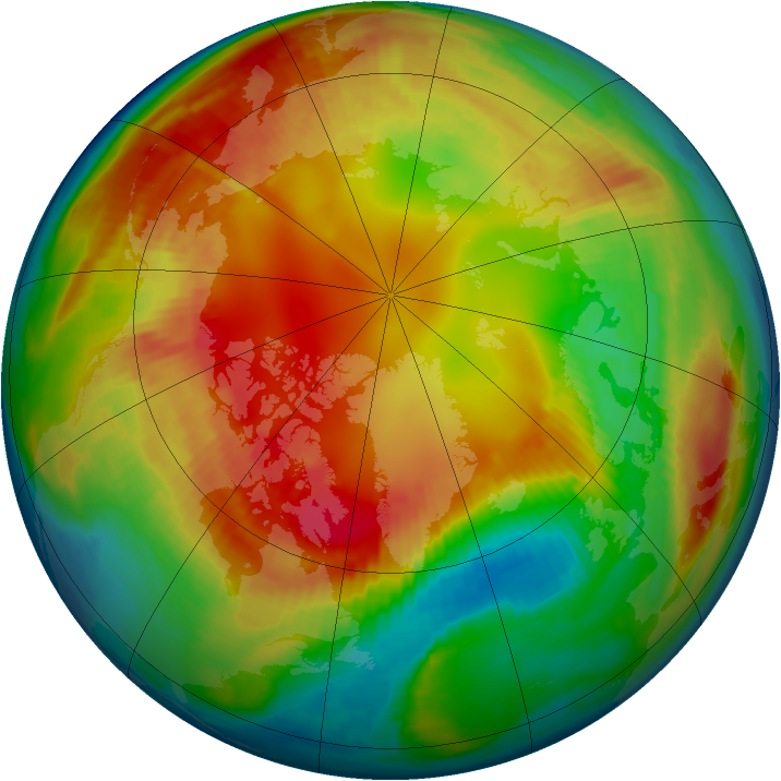 Arctic ozone map for 14 February 1999